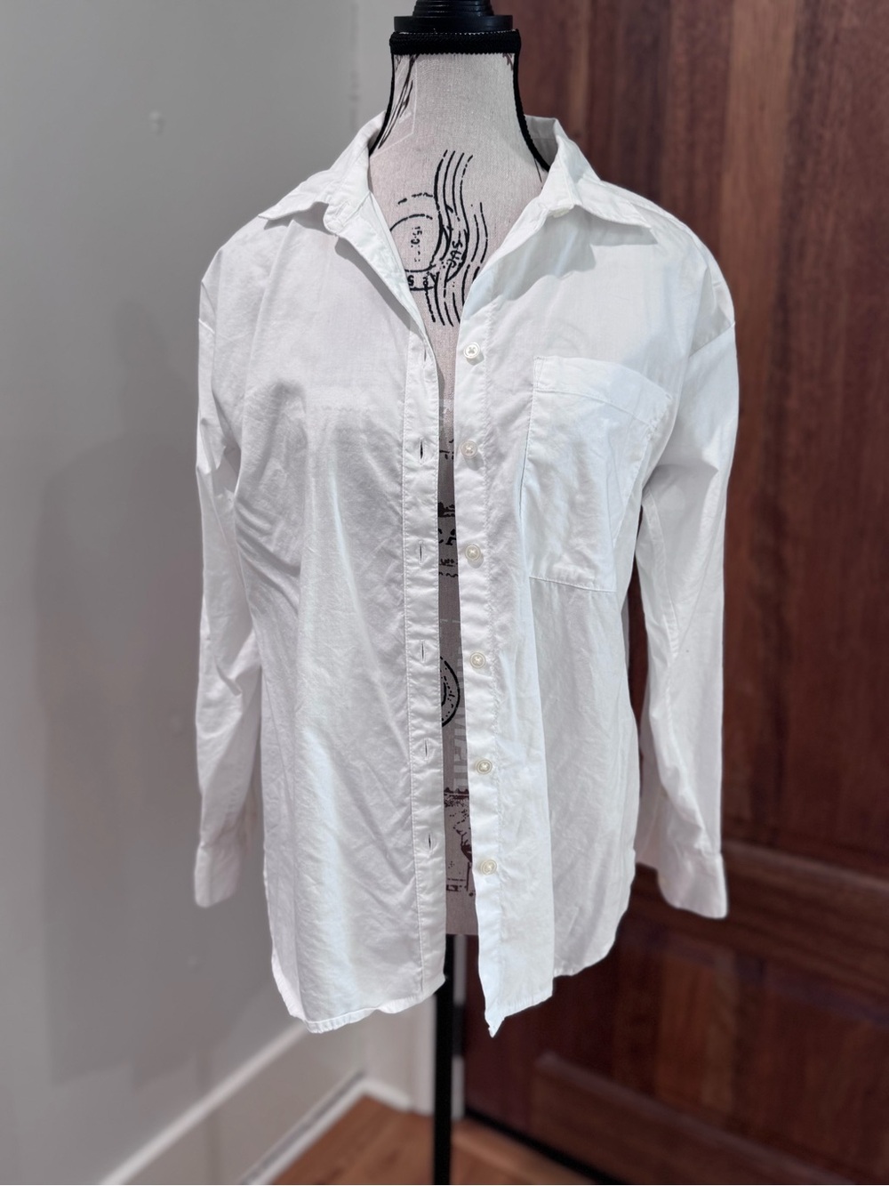 LOFT White Classic Button-Front Blouse